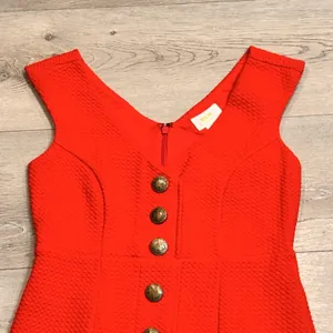 Anthropologie Maeve Button Down Quilted Red Dress‎ Size XS Xsmall Petite Women thumbnail 2