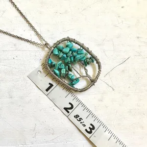 Avon tree faux turquoise silver tone pendant necklace thumbnail 5
