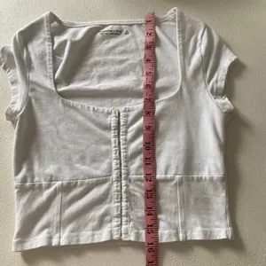 Abercrombie & Fitch White Crop Top Hook & Eye Front Soft A&F Collection Fitted T thumbnail 6