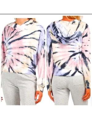 Young Fabulous & Broke Tie Dye Hoodie Pink Purple Pullover Medium Boho Cozy thumbnail 2