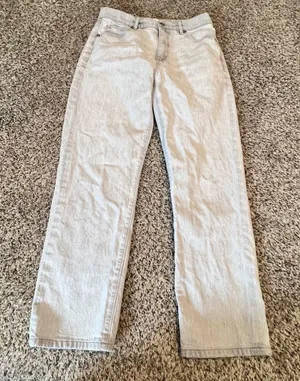 LOFT Womens Light Grey High Waist Straight‎ Crop Denim Jeans Size 26 2 thumbnail 1