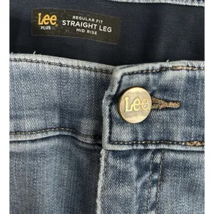 LEE Women Medium Relaxed Fit‎ Straight Leg Mid Rise Denim Blue Jeans Western thumbnail 3