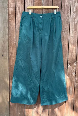 Loft Dark Green Wide Leg Trousers thumbnail 1