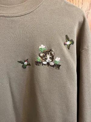 Vintage Kitty Crewneck Green Size M thumbnail 2