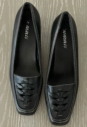 AEROSOLES Black Woven Leather Pump Loafers - Size 8.5 thumbnail 1