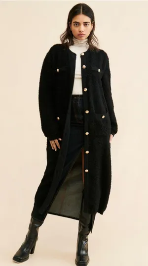 Line and Dot Long Cardigan / Knit Duster thumbnail 1
