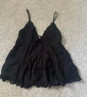 Marshalls black lace babydoll flowy top thumbnail 1