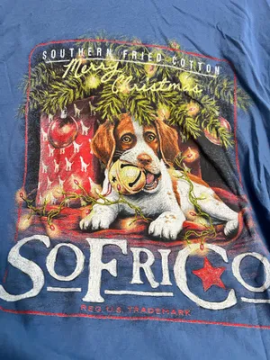 Southern Fried Cotton Dog Under Christmas Tree Graphic T Shirt thumbnail 3