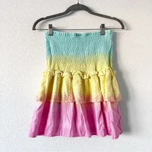 Cecilie Copenhagen Nola Tie Dye Smocked Tiered Cotton Summer Festival Mini Skirt thumbnail 6