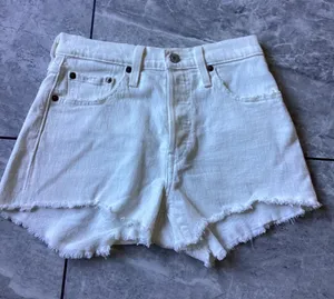 Levis 501 Original High Rise White Denim Cut Off Shorts 56327-0248 Womens W24 thumbnail 1