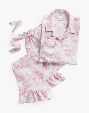 LoveShackFancy x Pottery Barn Flannel Pajama Set PJ Top & Bottoms Pink White NWT thumbnail 1