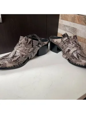 Rebels Vegan Leather Slingback Mule Reptile Snake Print Gray Slipons Sz 7.5 NWT thumbnail 10