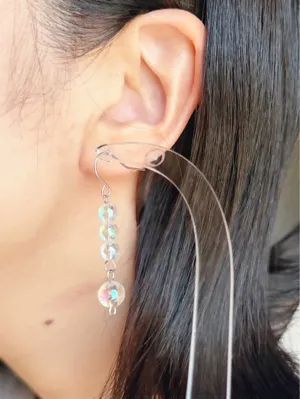 Handmade fairy cute Kawaii y2k dangle earrings 🍃🤍 thumbnail 6