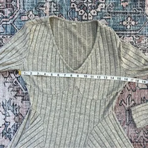 HALARA Ribbed Knit V Neck Long Sleeve Flare Mini Casual Dress NWT Size Small thumbnail 13
