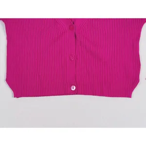 Abercrombie & Fitch Ribbed Cardigan Sweater Size XS Fuchsia Pink Preppy Y2K thumbnail 6