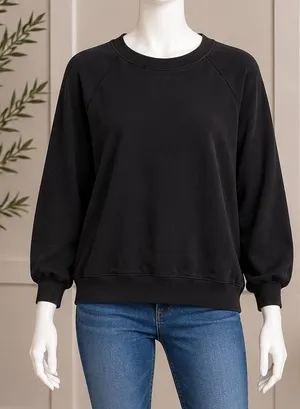 Old Navy Womens Sweatshirt Black Raglan Sleeve Crewneck XL thumbnail 1