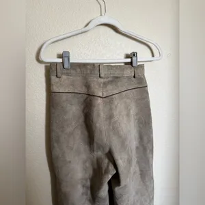 Vintage leather suede pants embroidered‎ german oktoberfest sz XS tan thumbnail 5