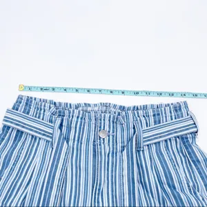 American Eagle Stretch Mom Short Size 6 Paperbag Belted Blue White Stripe Preppy thumbnail 7
