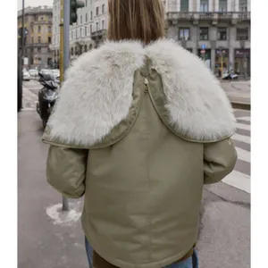 Zara Short Parka Jacket Faux Fur Hooded Military Urban‎ Utilitarian Gorpcore thumbnail 9