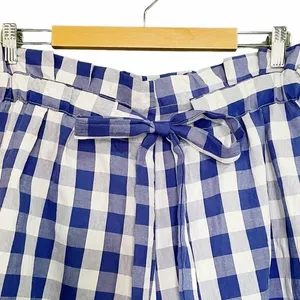 NWT Joie Gingham Shorts Blue & White Check Cotton Paper Bag Waist Size XL NEW thumbnail 3