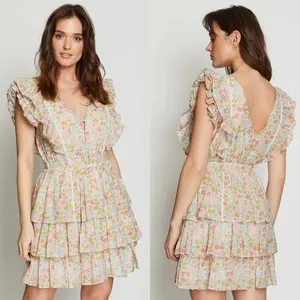 Anthropologie Love the‎ Label Floral Ruffle Mini Dress NWT size medium thumbnail 2
