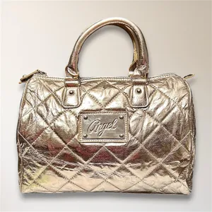 Victorias Secret Angel‎ Metallic Gold Quilted Satchel Travel Y2K Handbag Purse thumbnail 1