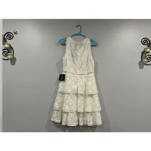 Lulus Properly Chic White Sleeveless Lace Tiered Mini Dress Large L thumbnail 4