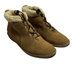 Lands End Womens Chalet Shearling Bootie Dark Chestnut Suede Ankle Boots Size 9 thumbnail 1