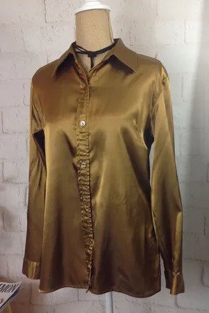 ⬇️ LONG SLEEVED BLOUSE Gold Size M thumbnail 1