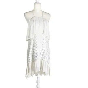 Anthropologie Kopal Tiered Mini Dress White with Metallic Threads Size S thumbnail 7