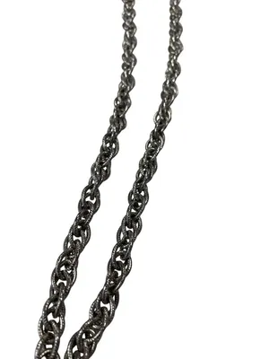 Vintage silver tone rope tasseled Lariat 29" statement chain necklace SKU 10-754 thumbnail 3