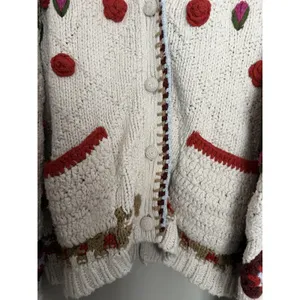 Free people Rosebud Cardigan Ivory Combo Women's Size Medium/Large thumbnail 14