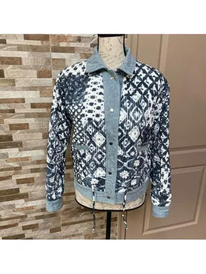 BLANK NYC Anthropologie Reversible Patchwork Denim cotton Jean Jacket XS fits M thumbnail 6