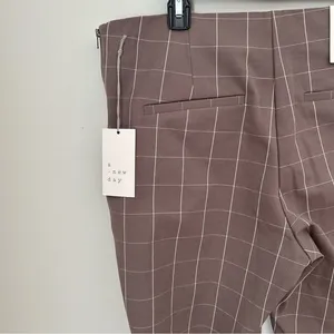 A New Day Brown White Ankle Pants 14R High Rise Stretch NWT work career dress thumbnail 7
