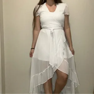 WAYF Natasha White Wrap Dress Large Romantic Cottagecore Ruffle Bridal Shower thumbnail 2