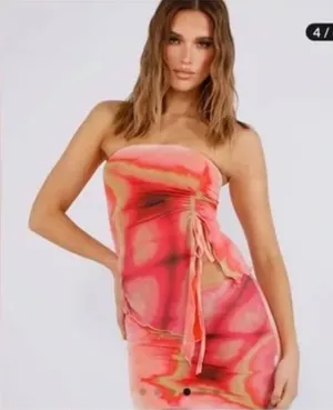 Tiger Mist Sariah StraplessTop and Mini skirt‎ Set size L Marble-Print thumbnail 1