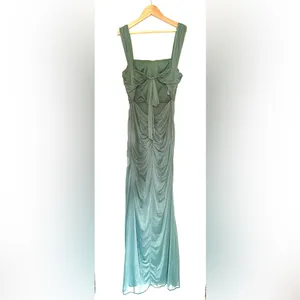 Azazie Sheath Bow Chiffon‎ Dress | Sz A2 | Straight Neckline | ruched body thumbnail 10