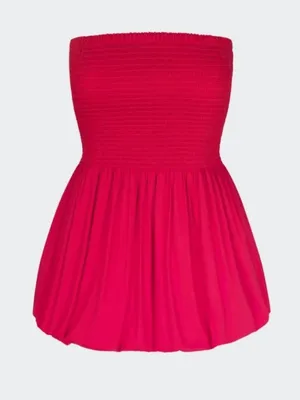 Simo Miller Red Via Smocked Mini Dress Size M! thumbnail 1