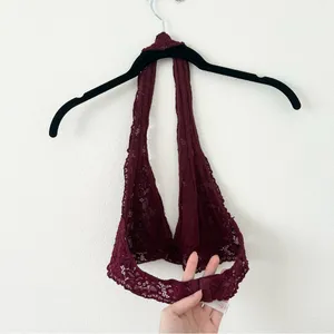 Xhilaration Dark Red Lace Halter Bralette thumbnail 2