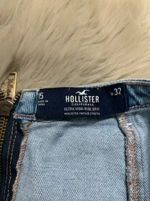 Hollister Y2K Frayed Raw Hem Layered Ultra High Rise Denim Skirt Size 15/W32 thumbnail 3