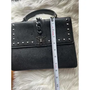 Badgley Mischka Black Leather Studded Satchel thumbnail 5