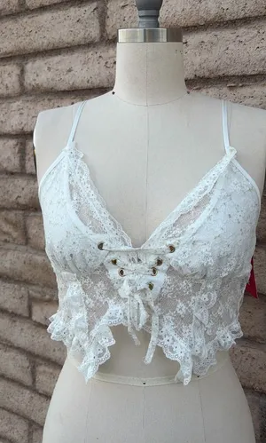 🥂 Shein Icon White Lace Corset Going-Out Crop Top | Size L thumbnail 1