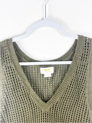 ANTHROPOLOGIE Maeve V-Neck Open-Stitch Knitted Tank Top Size Medium Boho Casual thumbnail 6