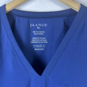 Jaanuu Scrub Top medical XL Blue Short Sleeve Stretch V Neck J96106 thumbnail 3