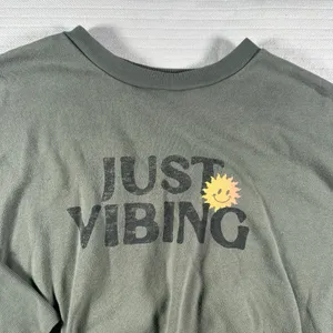 Old Navy Women’s XL Olive Green Just Vibing Graphic Cropped Sweatshirt thumbnail 2