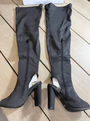 Bamboo Women’s Sunlight-02s Size‎ 9 Thigh High Stretchy Peep Toe Heeled Boots thumbnail 1