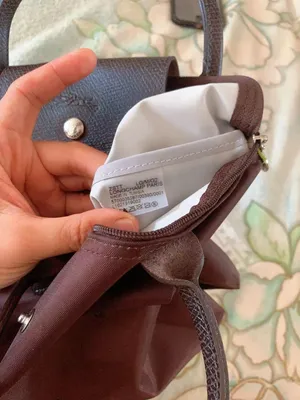 Longchamp Le Pliage Small Handbag Mocha Brown Short Handle Nylon Tote thumbnail 10