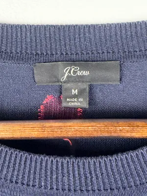 J. CREW Sweater DOT Silk Tencel Polka Crewneck Navy Poppy Fitted medium thumbnail 4