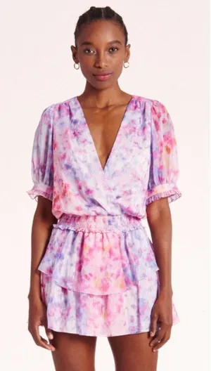 Amanda Uprichard Adriel Mini Cocktail Fairy Cotton Candy Wash‎ Ruffle Dress Sz M thumbnail 1