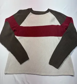 Structure Large Colorblock Ribbed Cotton Sweater vintage thumbnail 1